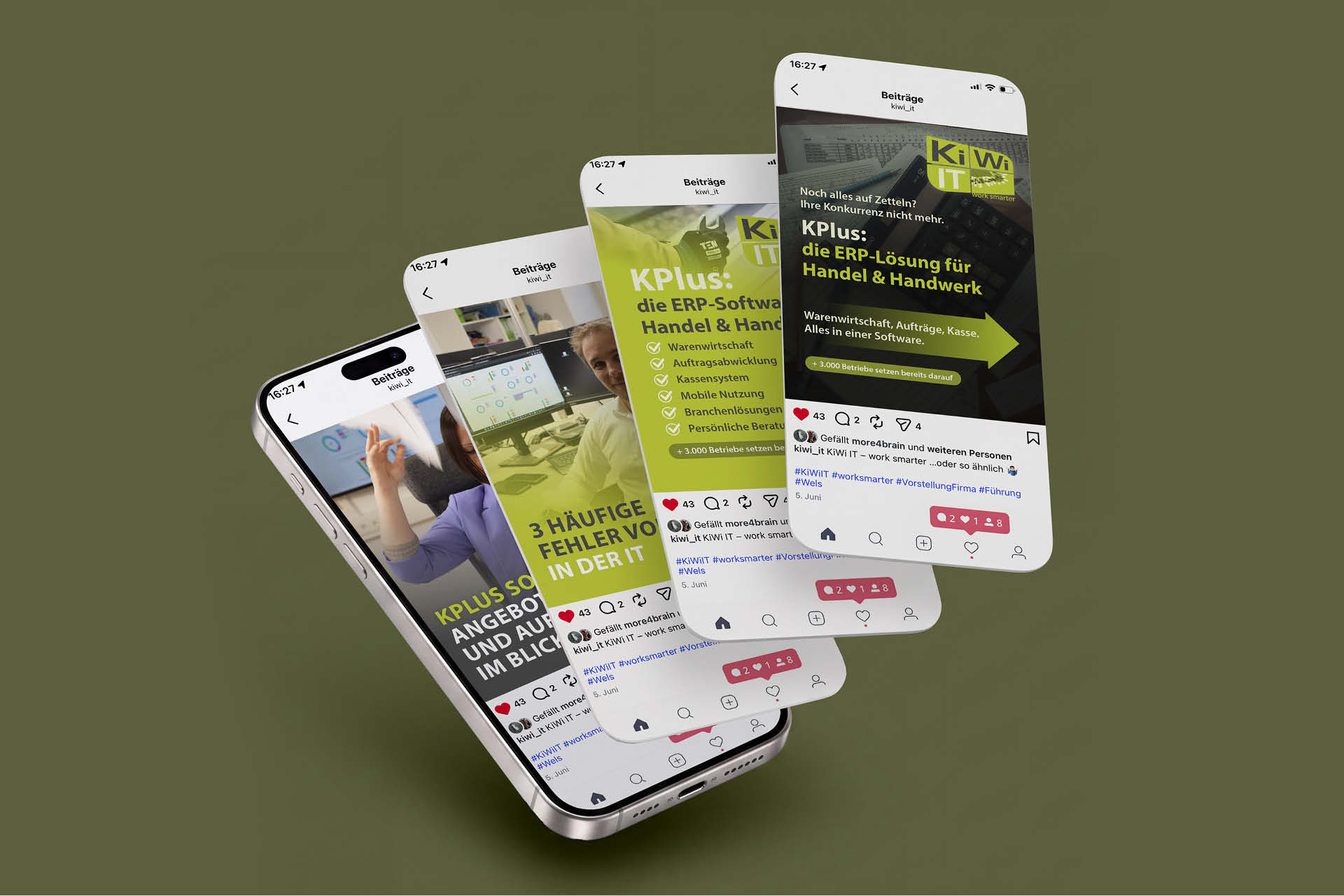 Mockup eines Social Media Postings von KiWi IT