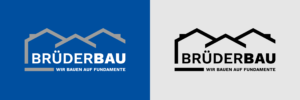 Logo von BrüderBau auf unterschiedlichen farblichen Flächen