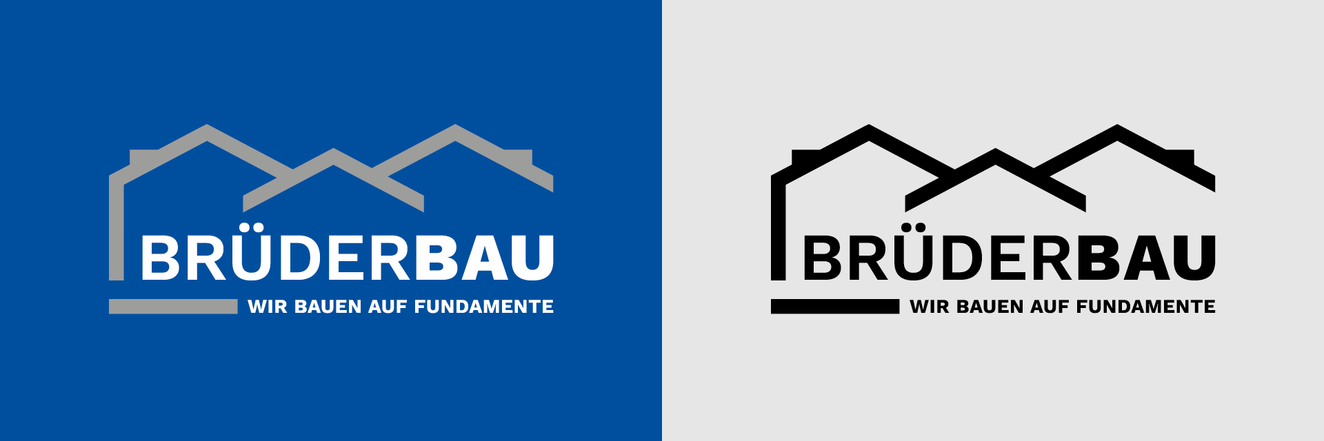 Logo von BrüderBau auf unterschiedlichen farblichen Flächen