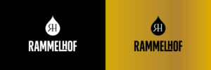 Logo von Rammlhof auf unterschiedlichen farblichen Flächen