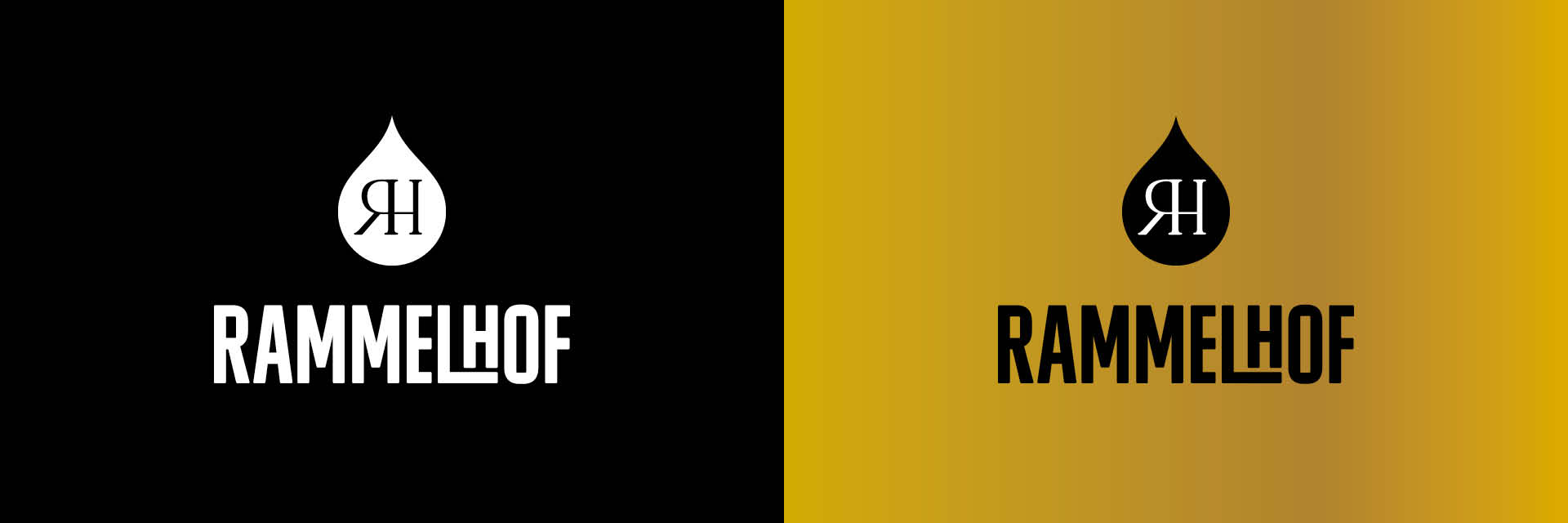 Logo von Rammlhof auf unterschiedlichen farblichen Flächen