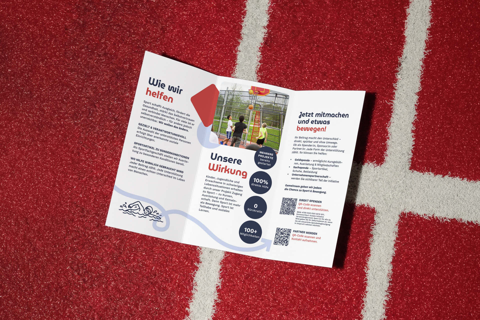Mockup von Folder-Design Innenseiten für Sport ist für alle da