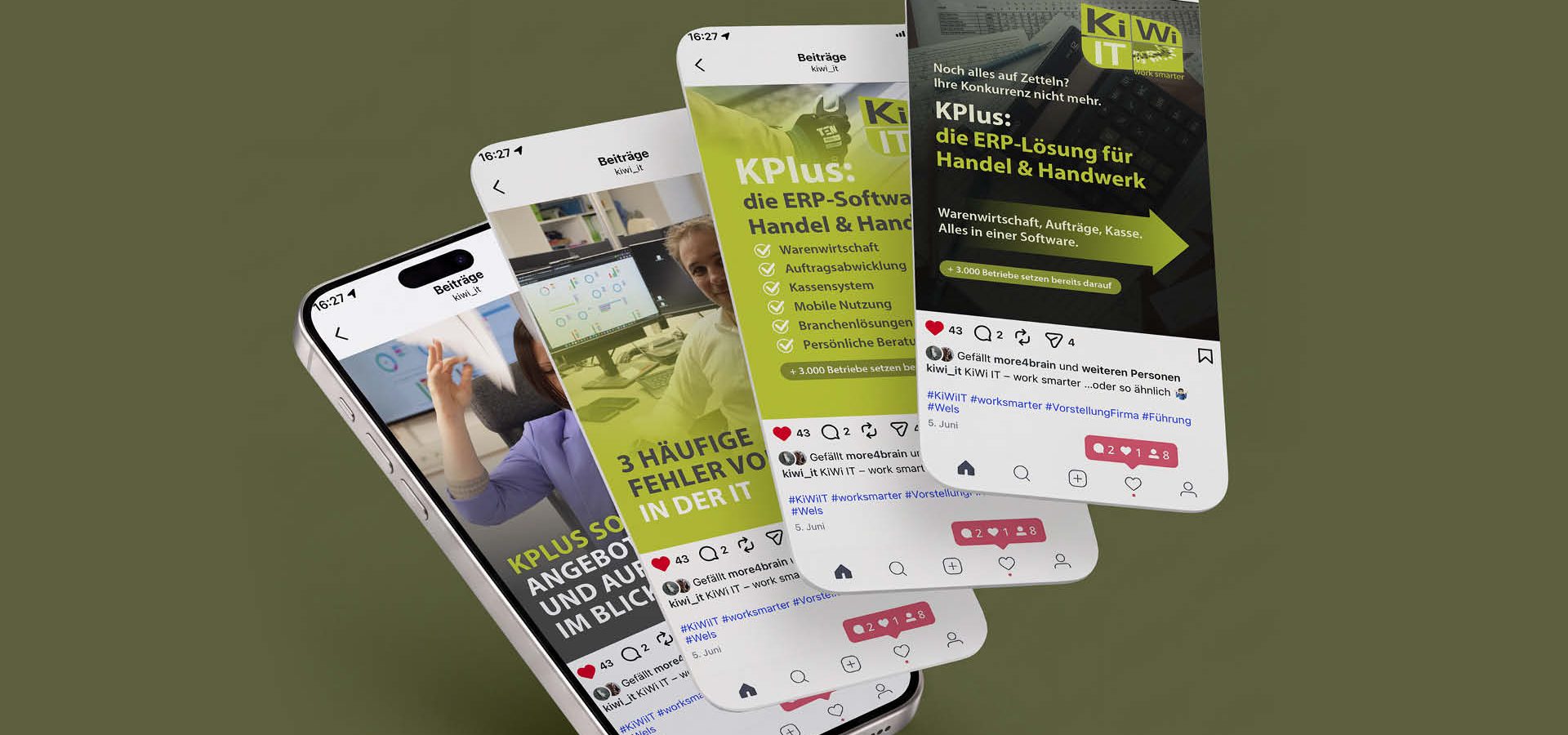 Mockup eines Social Media Postings von KiWi IT